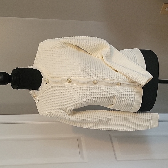 Express Sweaters - Express Cardigan Cream with Buttons NWTS